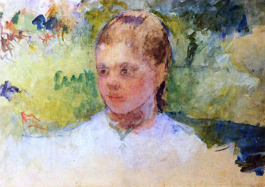  Mary Cassatt Girl's Head - Green Background - Hand Painted Oil Painting