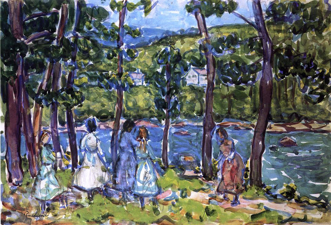  Maurice Prendergast Girls on the Riverbank - Hand Painted Oil Painting