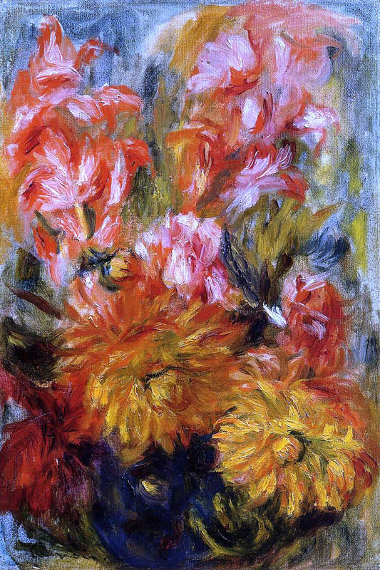  Pierre Auguste Renoir Gladiolas in a Blue Vase - Hand Painted Oil Painting