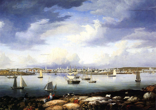  Fitz Hugh Lane Gloucester from Rocky Neck - Hand Painted Oil Painting