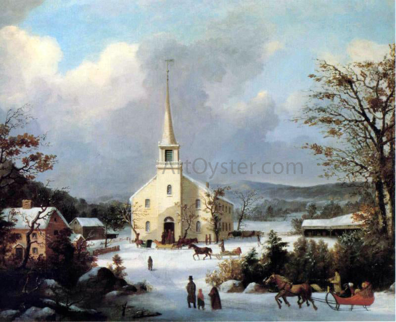  George Henry Durrie Going to Church - Hand Painted Oil Painting