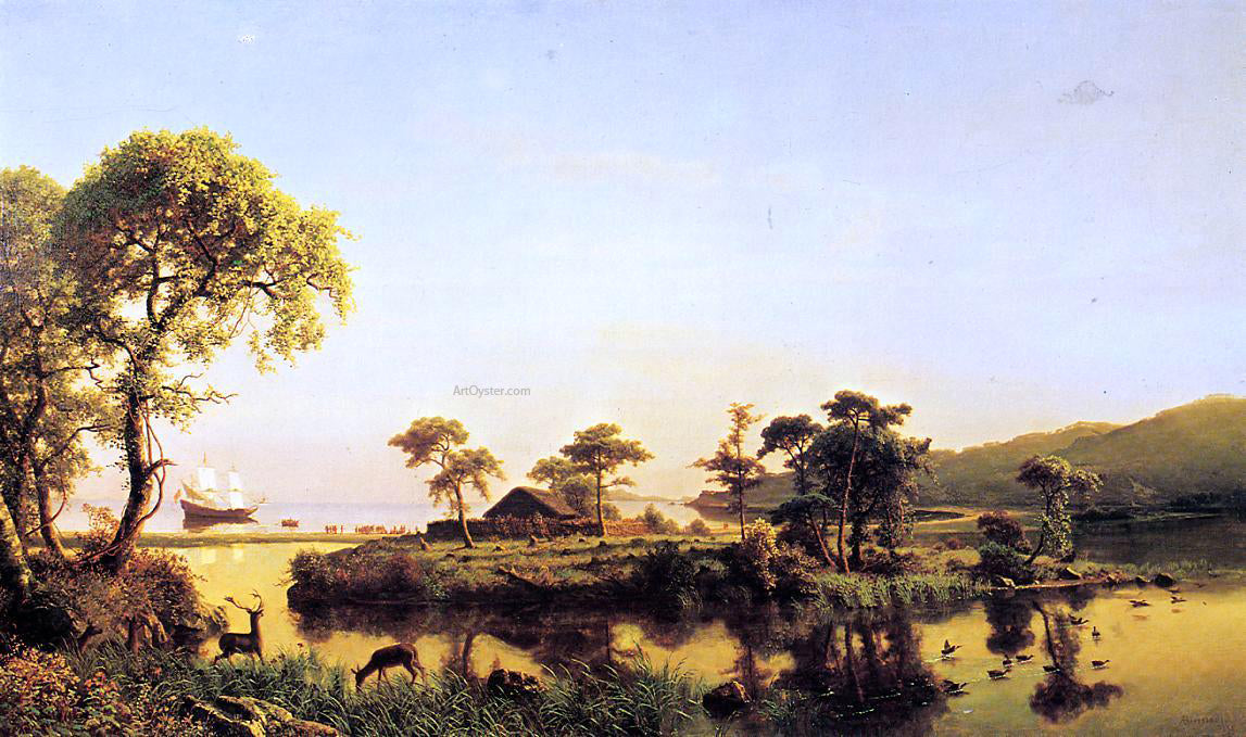  Albert Bierstadt Gosnold at Cuttyhunk, 1602 - Hand Painted Oil Painting