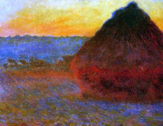  Claude Oscar Monet Grainstack, Impression in Pinks and Blues - Hand Painted Oil Painting