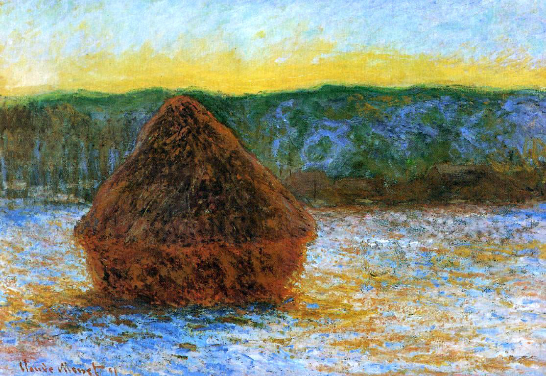  Claude Oscar Monet Grainstack, Thaw, Sunset - Hand Painted Oil Painting