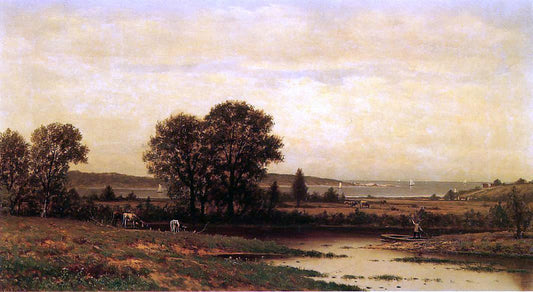  Charles W Knapp Grazing by the Water - Hand Painted Oil Painting