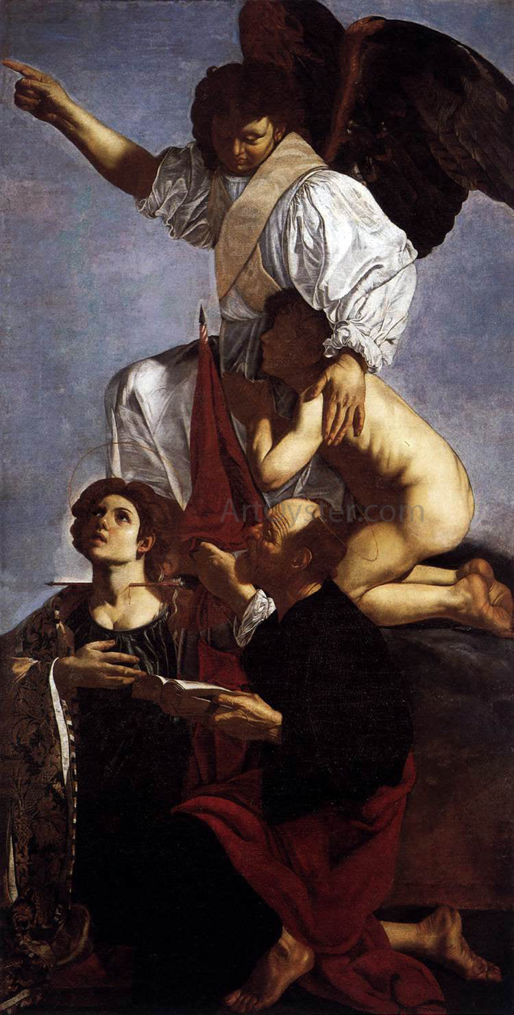  Cecco Del caravaggio Guardian Angel with Sts Ursula and Thomas - Hand Painted Oil Painting