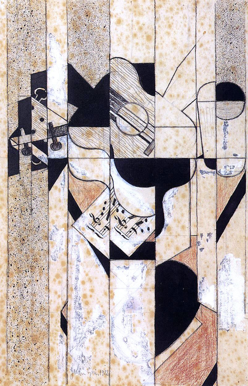  Juan Gris Guitar and Glass - Hand Painted Oil Painting