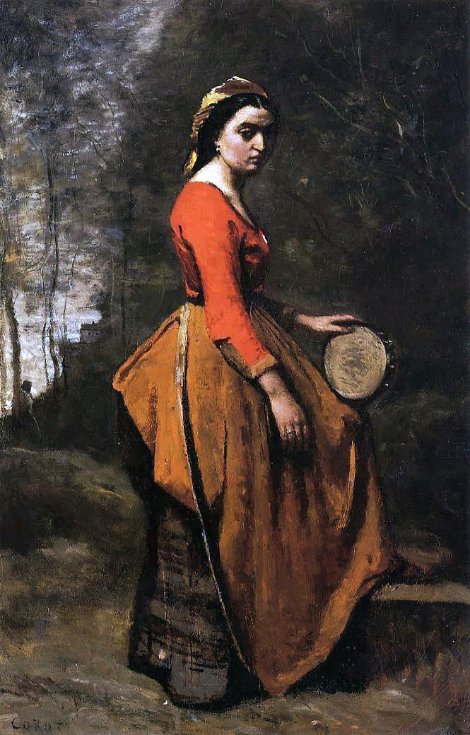  Jean-Baptiste-Camille Corot Gypsy with a Basque Tamborine - Hand Painted Oil Painting