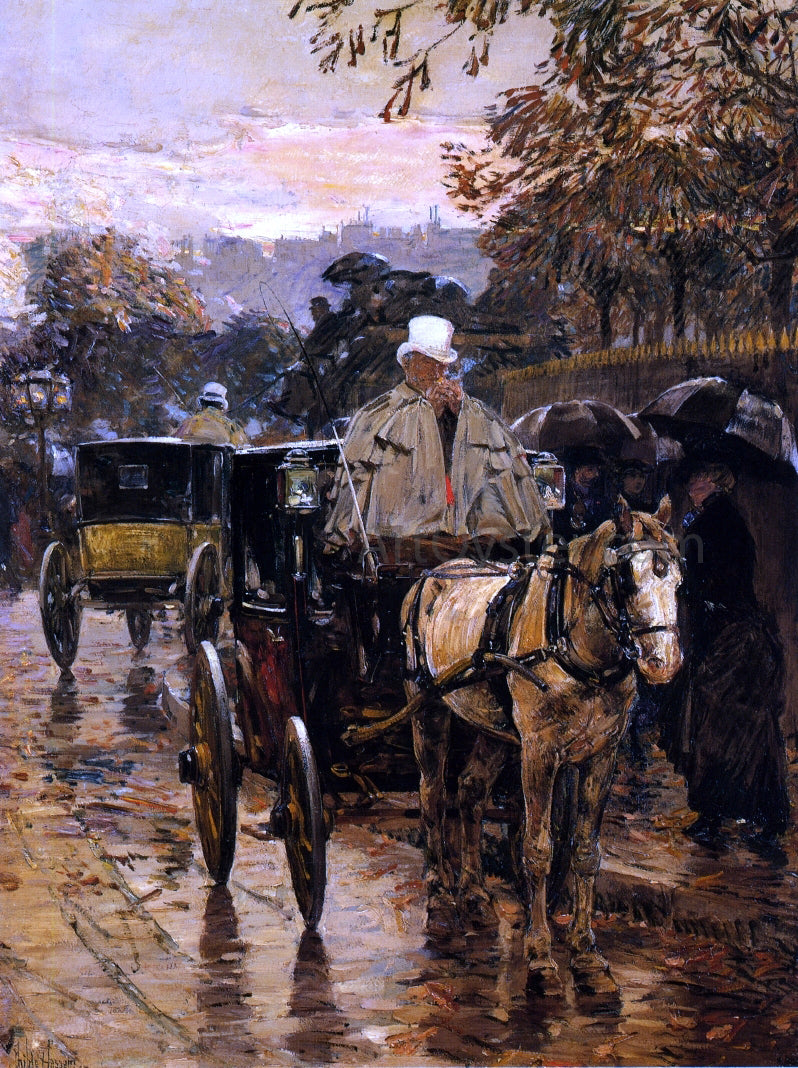  Frederick Childe Hassam Hackney Carriage, Rue Bonaparte (also known as Fiacre, Rue Bonaparte) - Hand Painted Oil Painting