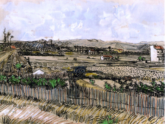  Vincent Van Gogh Harvest in Provence, at the Left Montmajour - Hand Painted Oil Painting