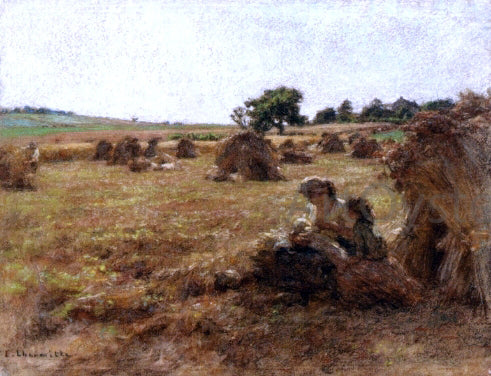  Leon Augustin L'hermitte) Harvest, Mother Breastfeeding, Three Figures - Hand Painted Oil Painting