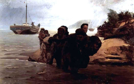  Ilia Efimovich Repin Haulers Cross Wade - Hand Painted Oil Painting