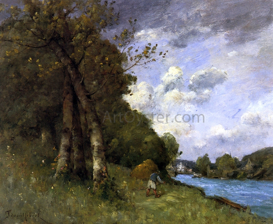  Paul Desire Trouillebert Haymaking in Brittany on the Banks of the River - Hand Painted Oil Painting