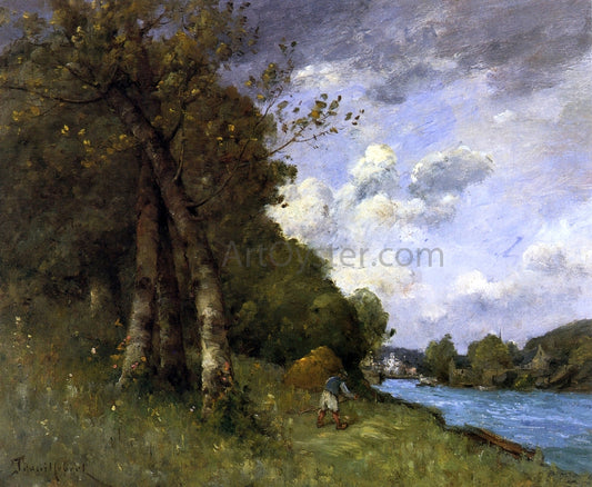  Paul Desire Trouillebert Haymaking in Brittany on the Banks of the River - Hand Painted Oil Painting