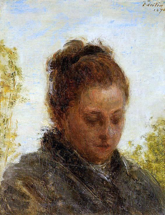  Henri Fantin-Latour Head of a Young Woman - Hand Painted Oil Painting
