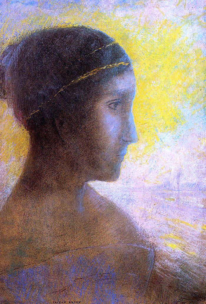  Odilon Redon Head of a Young Woman in Profile - Hand Painted Oil Painting