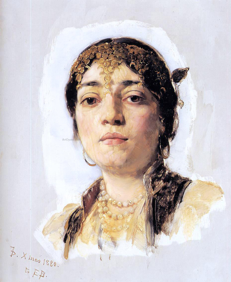  Frank Duveneck Head of an Oriental Woman - Hand Painted Oil Painting