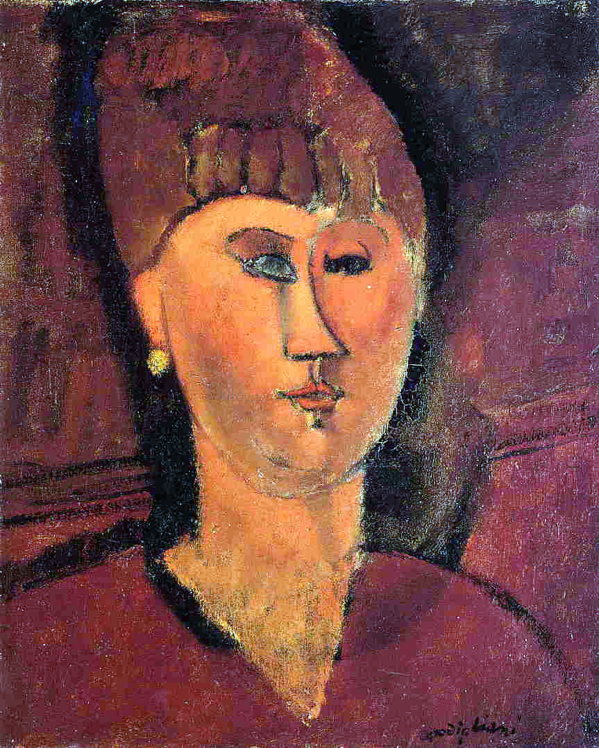  Amedeo Modigliani Head of Red-Haired Woman - Hand Painted Oil Painting