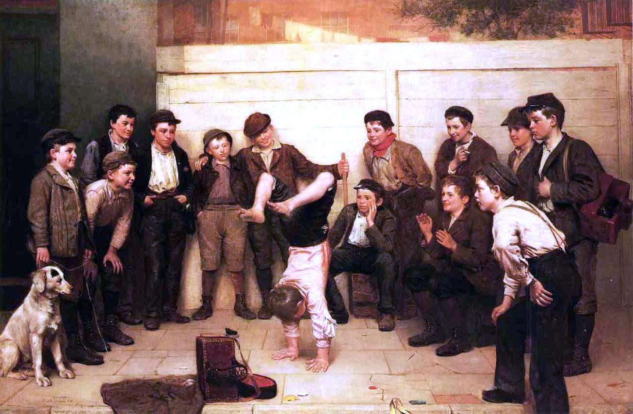  John George Brown Heels over Head - Hand Painted Oil Painting