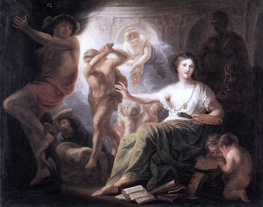  Andries Cornelis Lens Hercules Protects Painting from Ignorance and Envy - Hand Painted Oil Painting