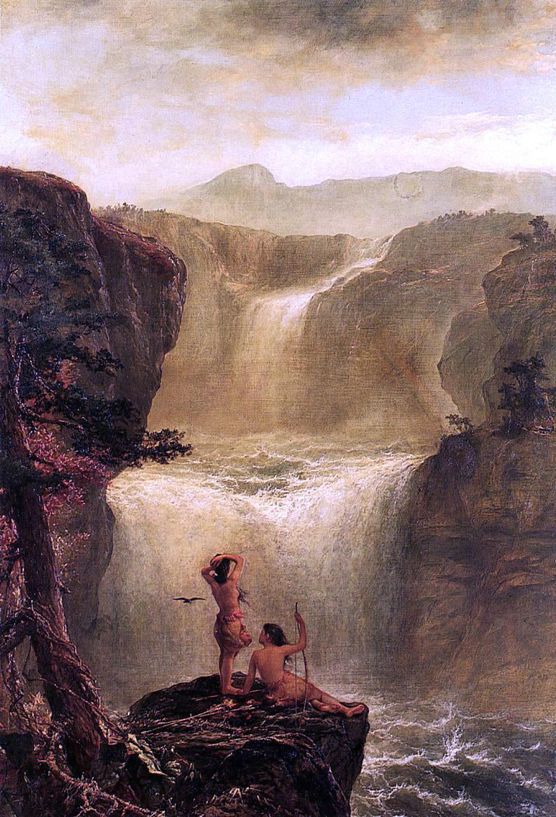  Jerome B. Thompson Hiawatha and Minnehaha on Their Honeymoon - Hand Painted Oil Painting