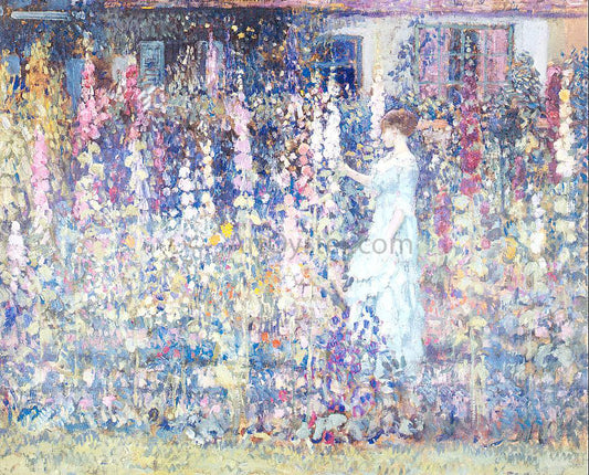  Frederick Carl Frieseke Hollyhocks - Hand Painted Oil Painting