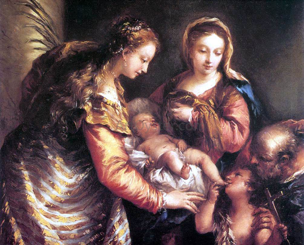  Giovanni Antonio Guardi Holy Family with St John the Baptist and St Catherine - Hand Painted Oil Painting