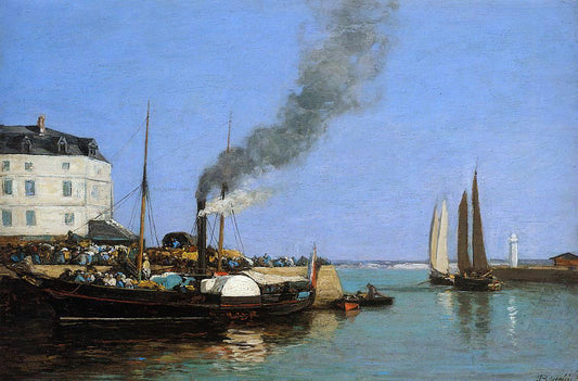  Eugene-Louis Boudin Honfleur, the Jetty - Hand Painted Oil Painting