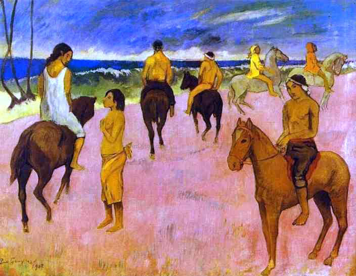  Paul Gauguin Horsemen on the Beach - Hand Painted Oil Painting