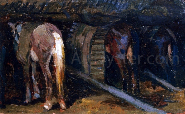  Ruggero Panerai Horses in a Stable - Hand Painted Oil Painting