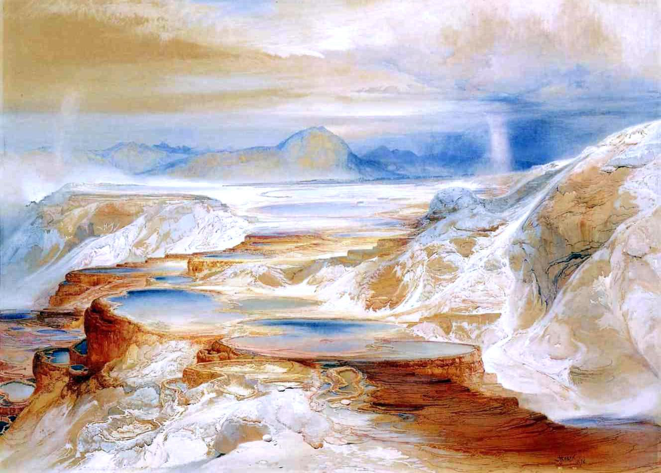  Thomas Moran Hot Springs at Gardiners River - Hand Painted Oil Painting