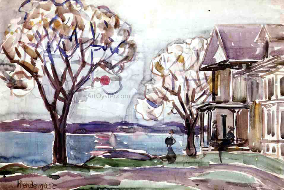  Maurice Prendergast House by the Sea - Hand Painted Oil Painting