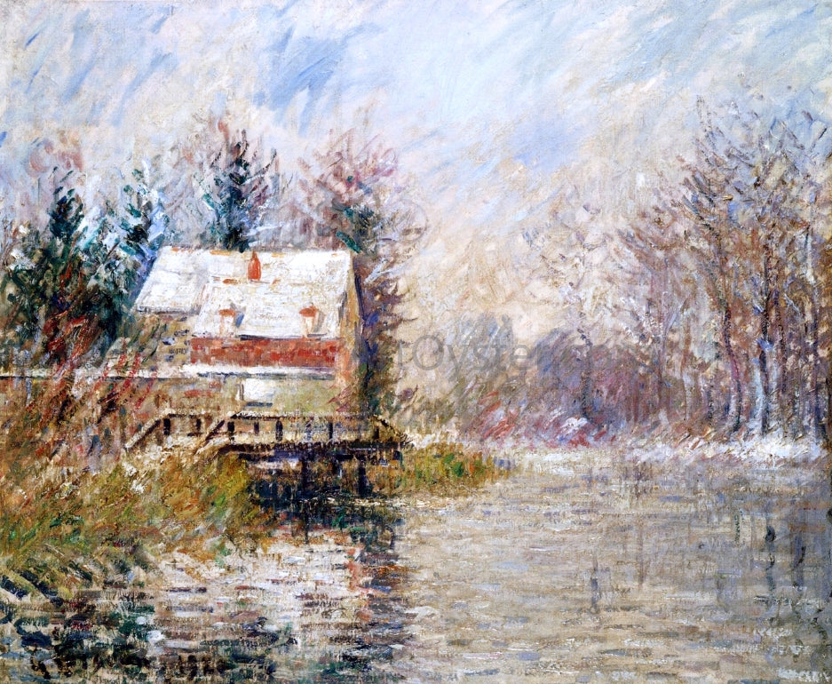  Gustave Loiseau House by the Water, Snow Effect - Hand Painted Oil Painting