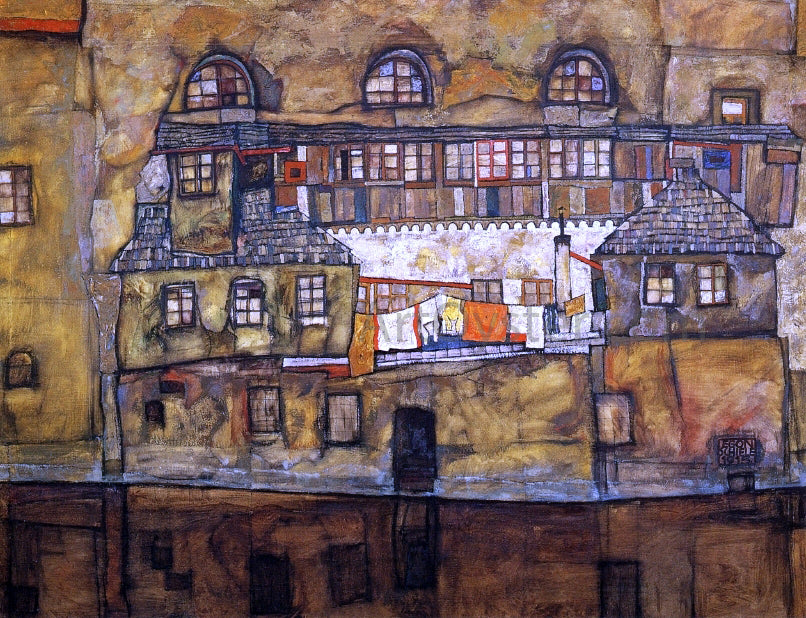  Egon Schiele House on a River (also known as Old House I) - Hand Painted Oil Painting