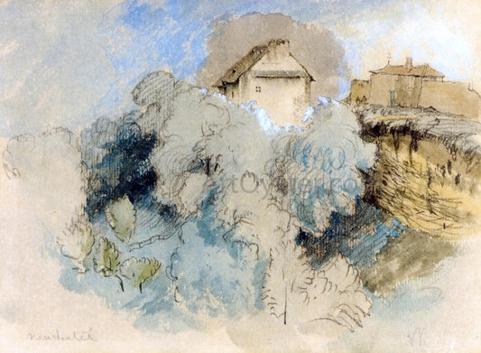  John Ruskin Houses at Heuchatel, Switzerland - Hand Painted Oil Painting