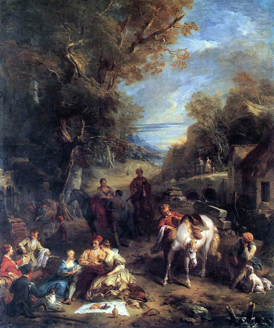  Francois Lemoyne Hunting Picnic - Hand Painted Oil Painting