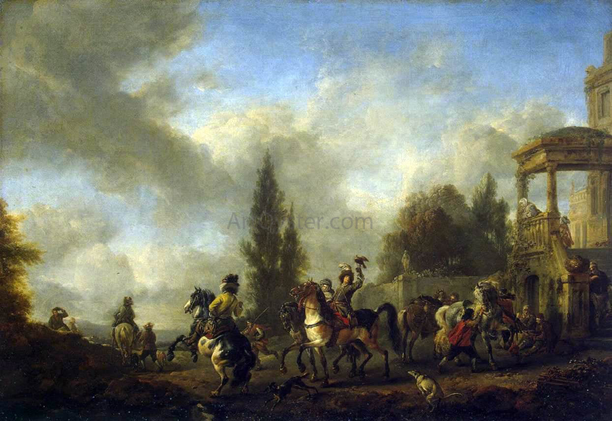  Philips Wouwerman Huntsmen Setting Out - Hand Painted Oil Painting