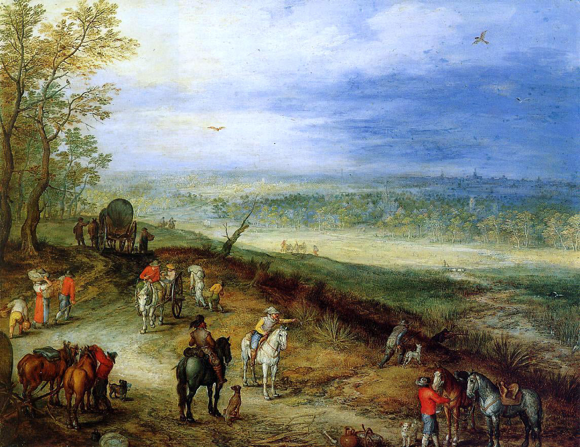  The Elder Jan Bruegel Immense Landscape with Travellers - Hand Painted Oil Painting