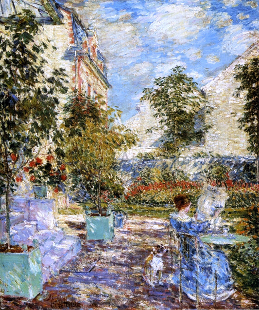  Frederick Childe Hassam In a French Garden - Hand Painted Oil Painting