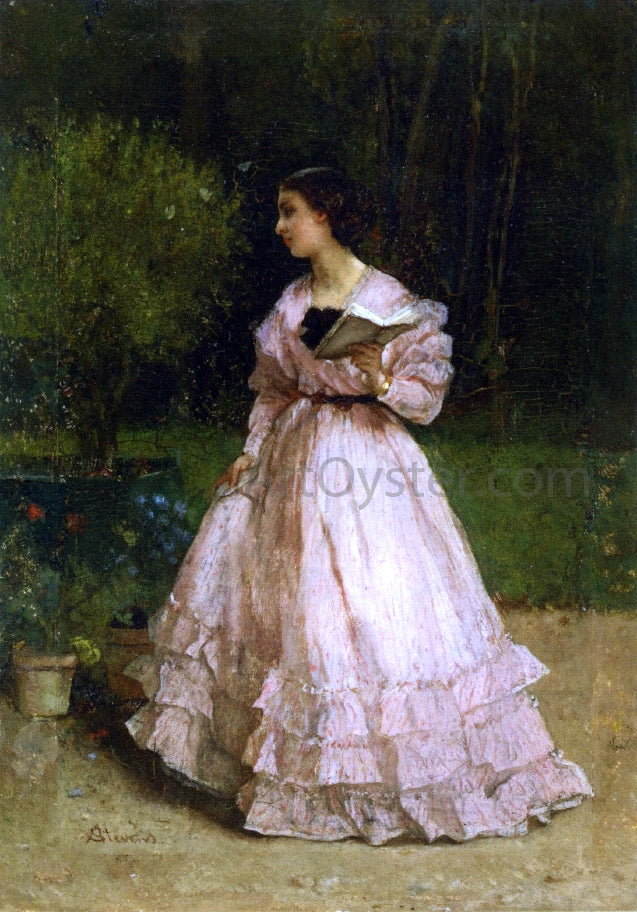 Alfred Emile Leopold Stevens In the Garden - Hand Painted Oil Painting