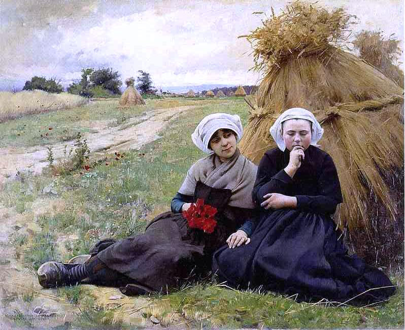  Charles Sprague Pearce In the Poppy Field - Hand Painted Oil Painting