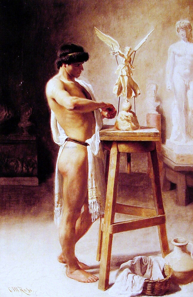  Christian Meyer Ross In the Sculptor's Studio - Hand Painted Oil Painting
