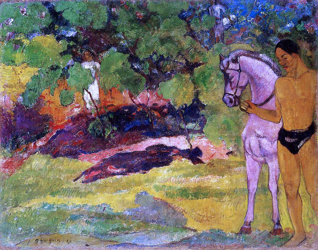  Paul Gauguin In the Vanilla Grove, Man and Horse (also known as The Rendezvous) - Hand Painted Oil Painting