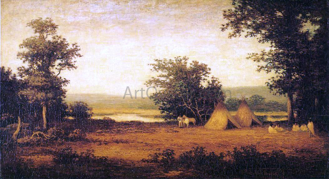  Ralph Albert Blakelock Indian Encampment on the James River, North Dakota - Hand Painted Oil Painting