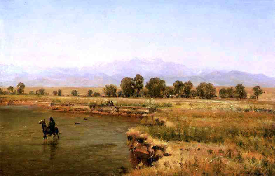  Thomas Worthington Whittredge Indian Encampment on the Platte River, Colorado - Hand Painted Oil Painting