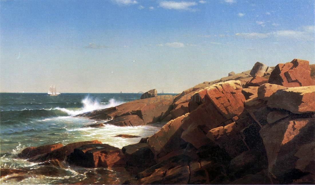  William Stanley Haseltine Indian Rock, Narragansett, Rhode Island - Hand Painted Oil Painting