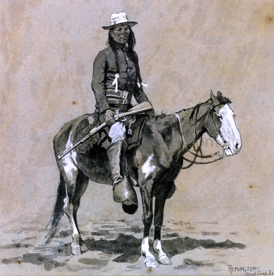  Frederic Remington Indian Scout at Fort Reno - Hand Painted Oil Painting