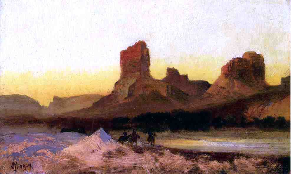  Thomas Moran Indians at the Green River - Hand Painted Oil Painting