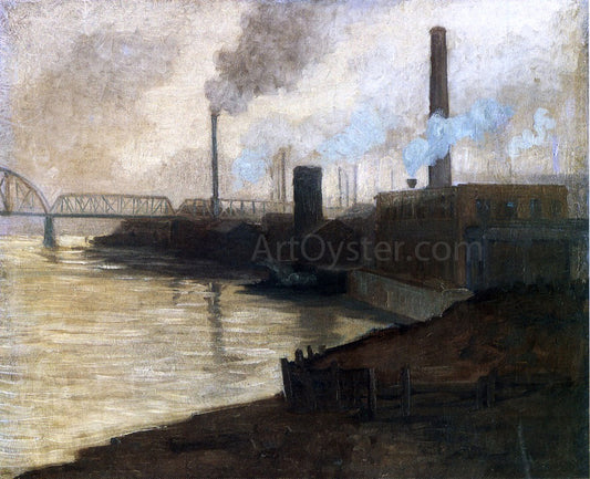  Aaron Harry Gorson Industrial Scene - Mills on the Monongahela - Hand Painted Oil Painting