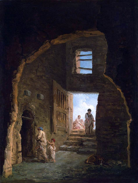  Hubert Robert Inhabited Ruins - Hand Painted Oil Painting